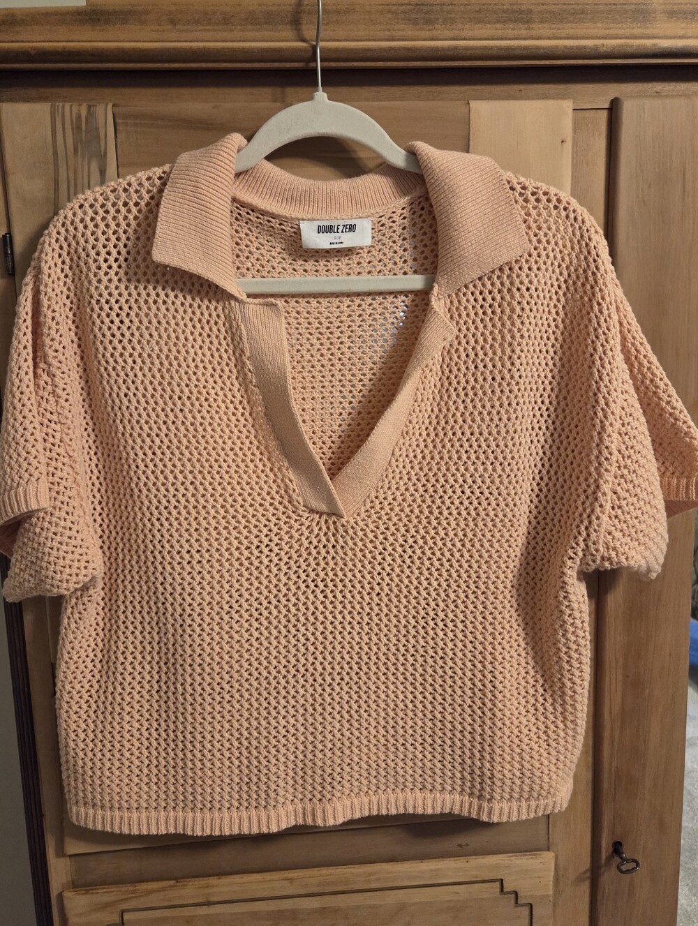 Double Zero Peach Knit Polo Sweater